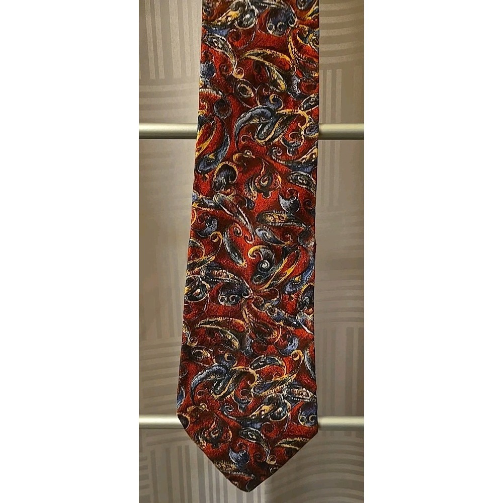 BIELLA MENS TIE RED WITH BLUE YELLOW 4 X 60